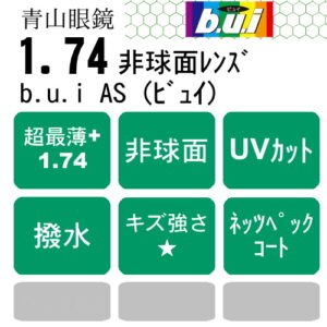 青山眼鏡  b.u.i 1.74AS（ネッツペックコート）