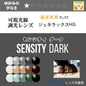 HOYA ジェネラックスHG  SENSITY DARK（FL/CT）